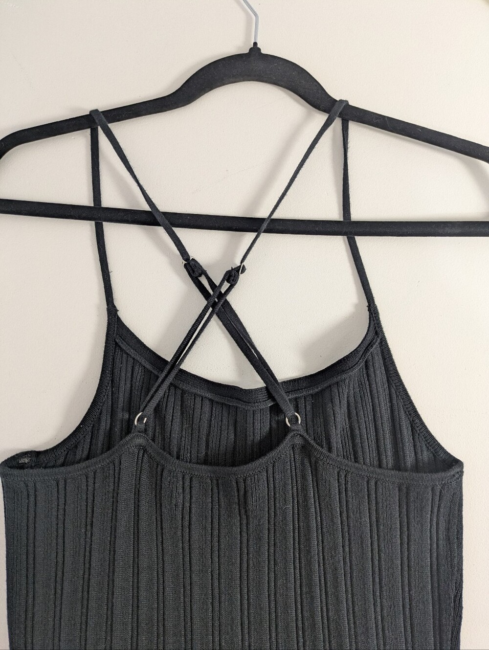Abercrombie & Fitch Ribbed Mini Dress Size Small Black Cross Back Straps EUC - Picture 5 of 10